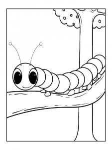 Caterpillar with Big Eyes Coloring Page