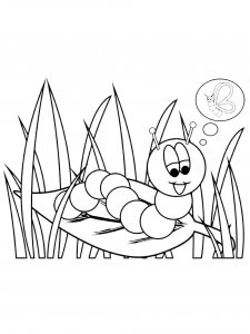 Caterpillar in the Grass Coloring Page