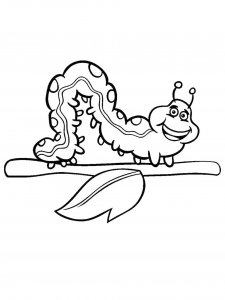 Smiling Caterpillar on a Branch Coloring Page