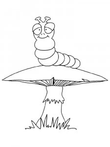 Caterpillar on a Mushroom Coloring Page