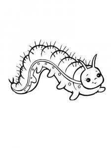 Cute Cartoon Caterpillar Coloring Page