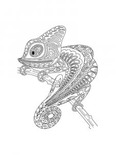Chameleon with Ornamental Design Coloring Page
