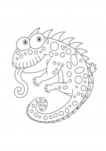 Chameleon with Its Tongue Out Coloring Page