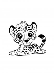 Baby Cheetah Lying Down Coloring Page