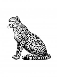 Realistic Sitting Cheetah Coloring Page