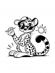 Cheetah Wearing Glasses Coloring Page