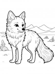 Coyote in the Desert Coloring Page