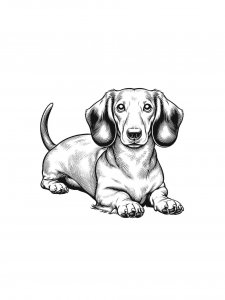 Lying Dachshund Portrait Coloring Page