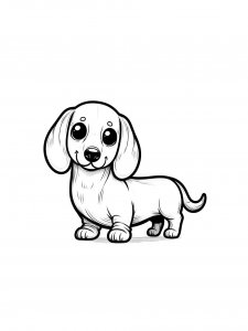 Cute Dachshund Dog Coloring Page