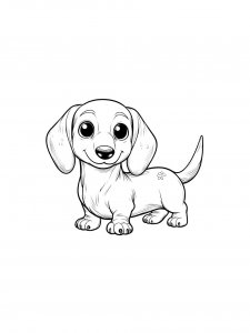 Cute Cartoon Dachshund Coloring Page