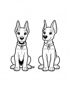 Two Doberman Puppies Coloring Page