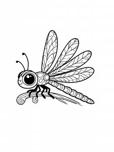 Cute Dragonfly on a Branch Coloring Page