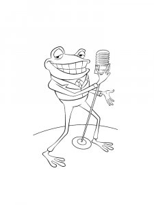 Frog With a Microphone Coloring Page
