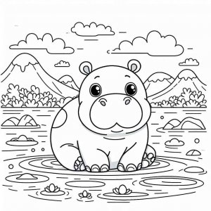 Hippo coloring page - picture 16