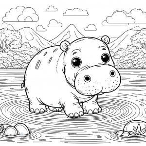 Hippo coloring page - picture 17