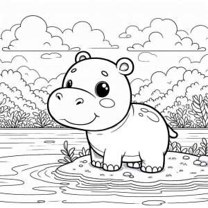 Hippo coloring page - picture 8