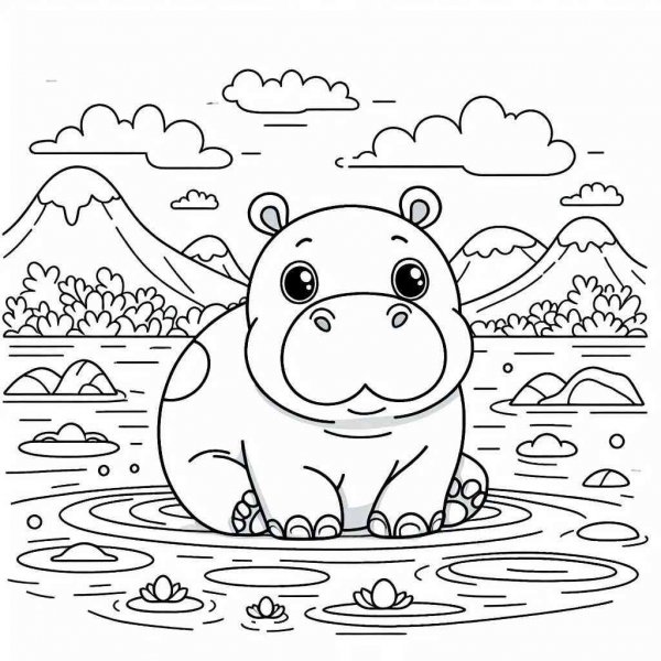 Hippo coloring pages