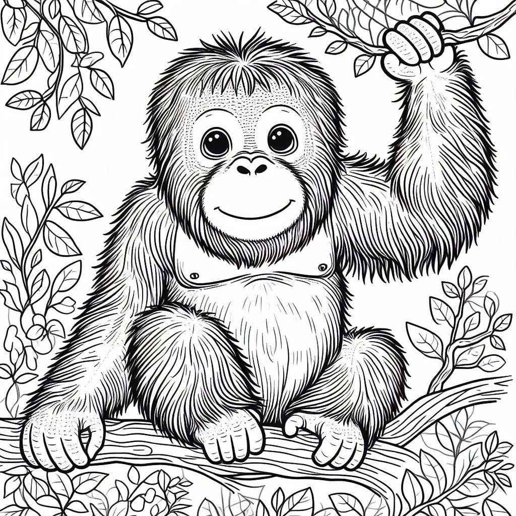 Раскраска смешная обезьянка