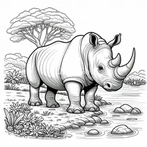 Rhino coloring page - picture 1