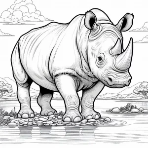 Rhino coloring page - picture 17