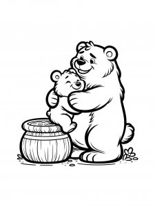 Bear Hugging a Cub Coloring Page