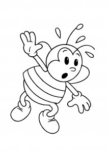 Bee in surprised pose coloring page