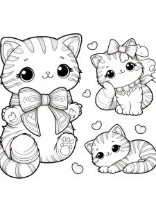 Three Kittens Coloring Page