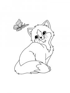Cat and Butterfly Coloring Page