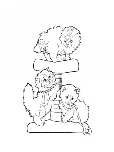 Three Kittens Playing Coloring Page