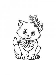 Cat with Butterfly on Head Coloring Page