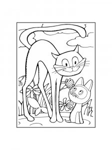 Cartoon Cat and Kitten Coloring Page