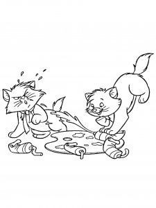 Cats Playing with Paints Coloring Page