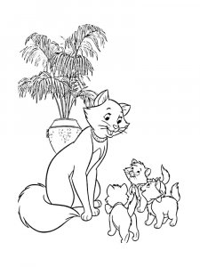 Cat with Kittens Coloring Page