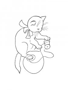 Cat with Yarn Ball Coloring Page