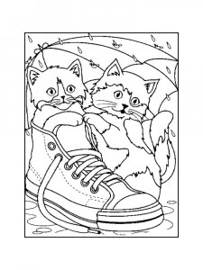 Two Kittens Playing with a Shoe Coloring Page