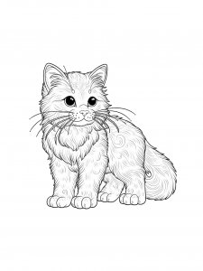 Fluffy Cat Coloring Page