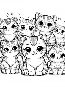 Cat Family Coloring Page
