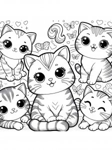 Different Kittens Coloring Page