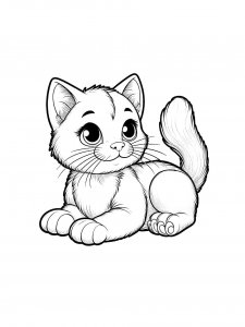 Kitten Raising Its Tail Coloring Page