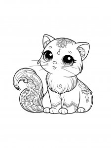 Cat with Decorative Patterns Coloring Page
