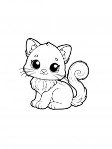 Kitten with Fluffy Chest Coloring Page
