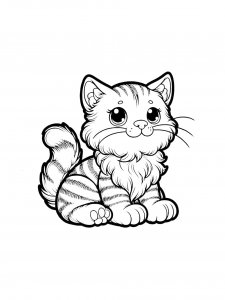 Kitten Looking Up Coloring Page