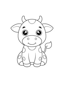 Cute Cow Sitting Coloring Page