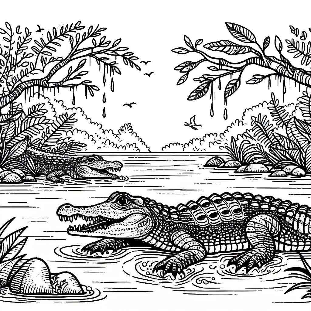 Крокодил шаблон для рисования