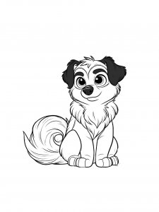 Dog With a Fluffy Tail Coloring Page
