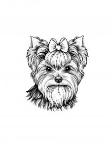 Yorkshire Terrier With a Bow Coloring Page
