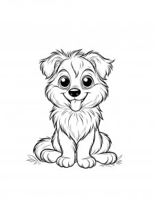 Fluffy Puppy Coloring Page