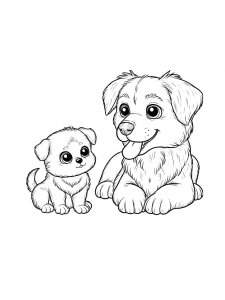 Small and Big Dog Coloring Page