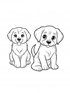 Two Dogs Coloring Page