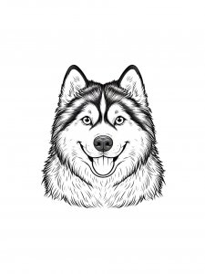 Siberian Laika Portrait Coloring Page